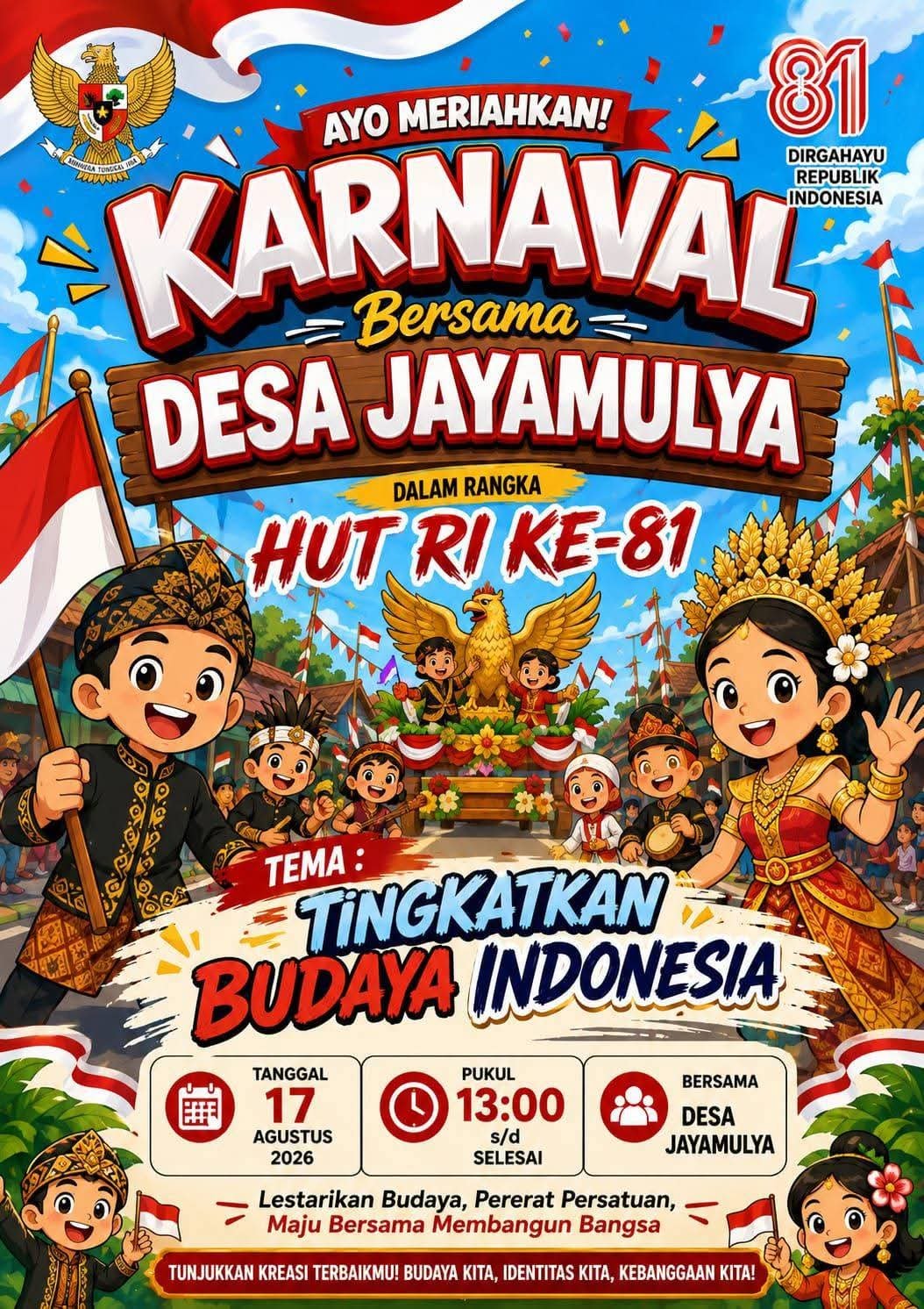 Semarak HUT RI ke-81, Desa Jayamulya Siapkan Karnaval hingga Pentas Seni