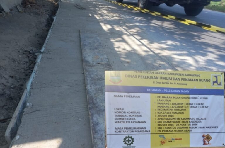 Beton Baru Sudah Retak, Aktivis Desak PUPR dan Inspektorat Karawang Periksa Proyek Cikangkung–Kemiri