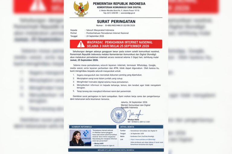 Komdigi Bantah Isu Internet Nasional Bakal Dipadamkan 25-27 September